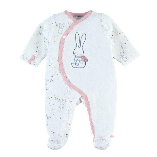 faillissement schroot Knikken Pyjama velours konijn wit allover - 3M | Via Via Babycomfort