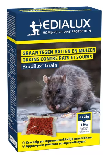 Edialux Brodilux grains contre rats et souris 150g